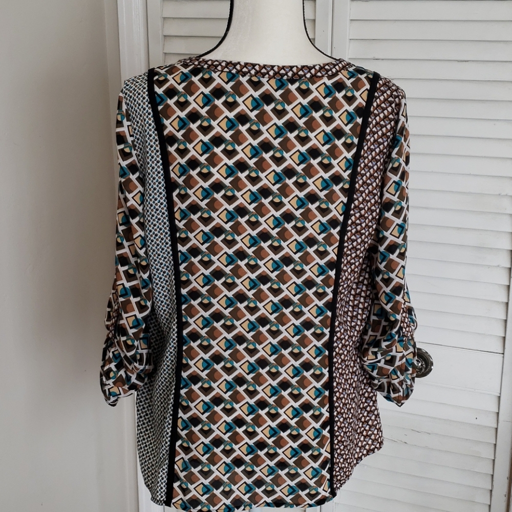 Geometric Multi-Color & Design Tunic Blouse, Large - image 6